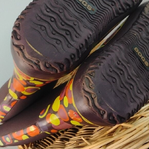 BOGS Colorful Circle Insulated Waterproof Rain Boots Brown Multicolor Size 6 - Picture 2 of 9